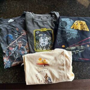 4 Star Wars shirts 3 Large 1 Medium (droid in flowers)